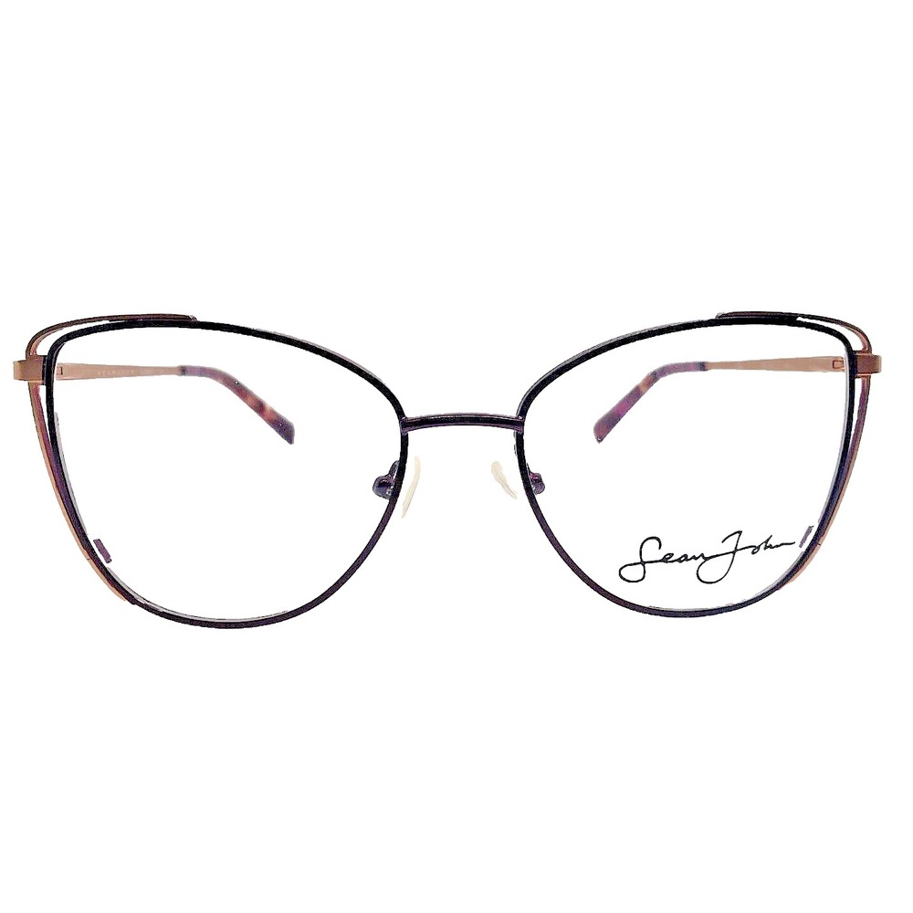 Sean John Eyeglasses Women 56mm Satin Berry Rose Gold New Cat Eye SJLO6013